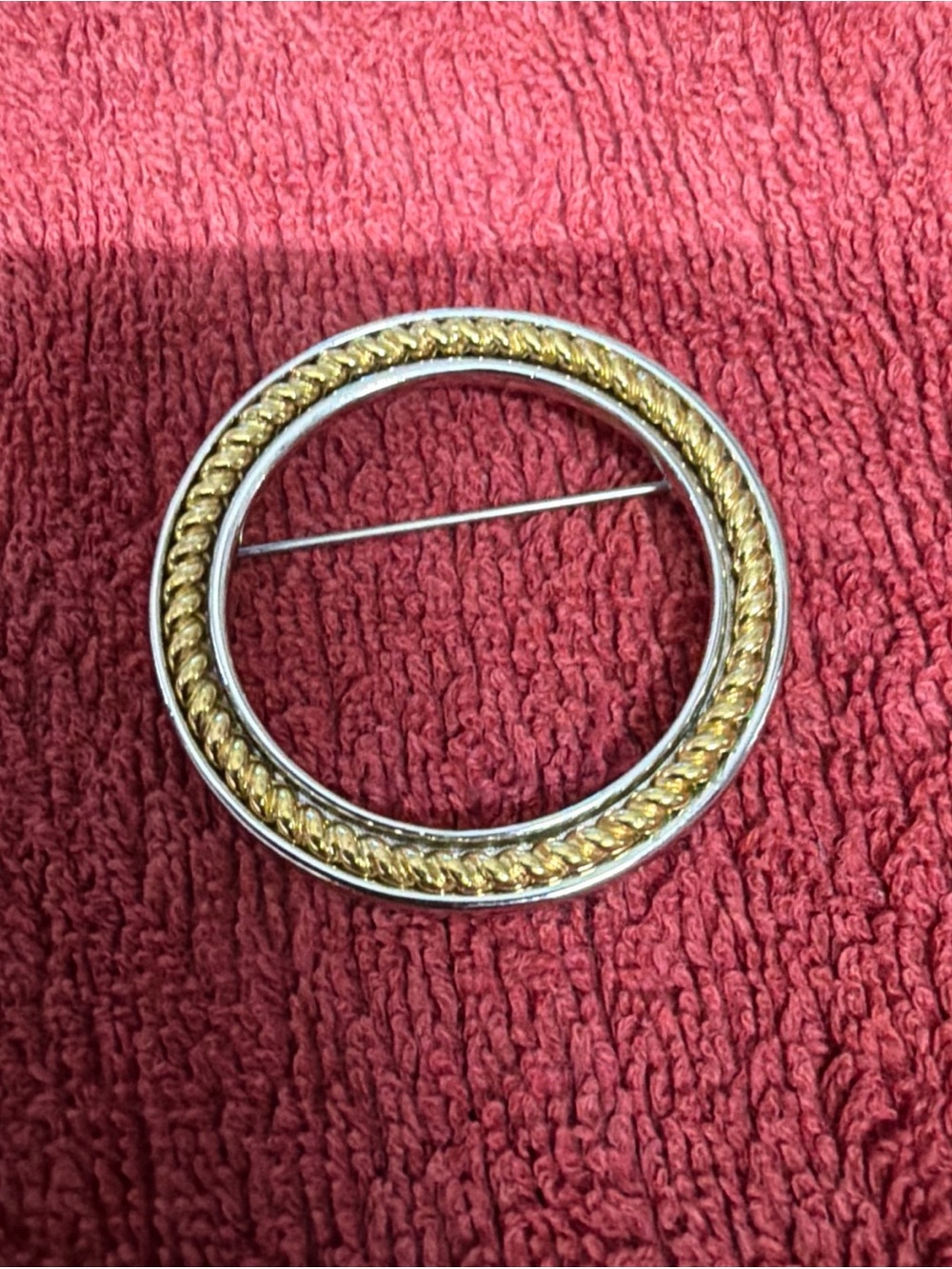 Monet Two-Tone Gold and Silver Circular Brooch Pin - Women Jewelry